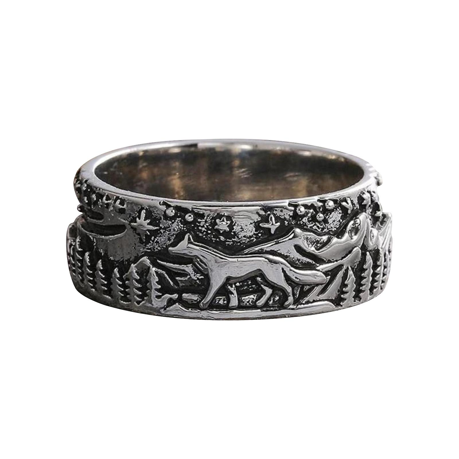 Foto 3 pulgar | Anillo Huoguo Anillo De Circón Para Pareja  Diseño De Lobo Y Loba  A La Moda - Venta Internacional.