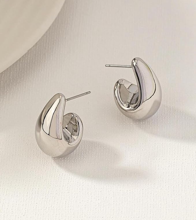 Foto 4 pulgar | Aretes Tipo Gota Mink Plateados para Mujer