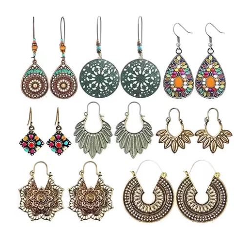 Aretes Vintage para Mujer 8 Pares