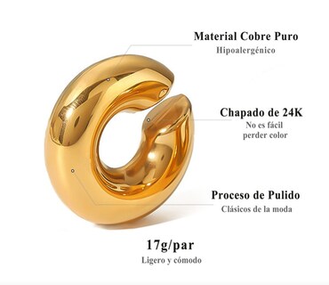 Foto 2 | Aretes Wünd Dorados de Acero Inoxidable para Mujer