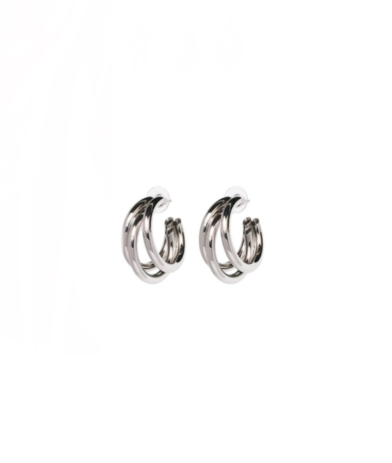 Aretes Arracadas Triple Aro Plateadas