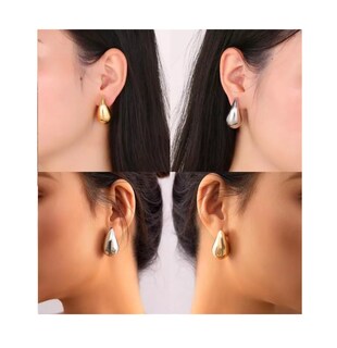 Foto 3 | Pendientes De Gota De Agua Pendientes Gruesos Plata para Mujer