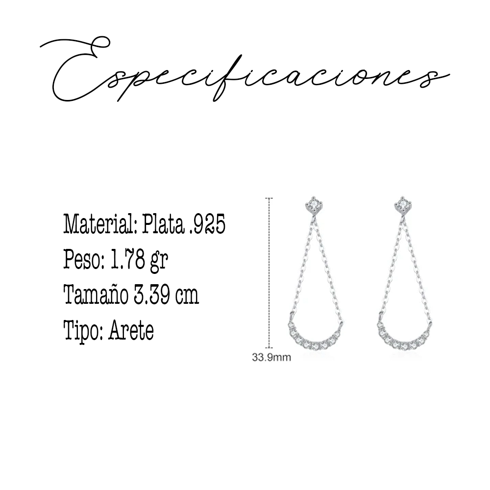 Foto 5 pulgar | Aretes de Plata para Mujer