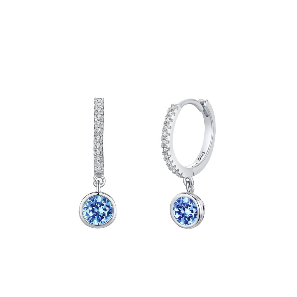 Aretes Huggies Con Circonio Azul