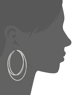 Foto 2 | Pendientes Guess Con Forma de Aro Plateado de Alambre Liso y Texturizado - Venta Internacional