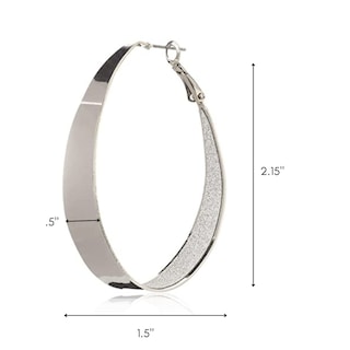 Foto 3 | Pendientes Guess Ovalados Grandes Plateados con Purpurina 40 mm - Venta Internacional