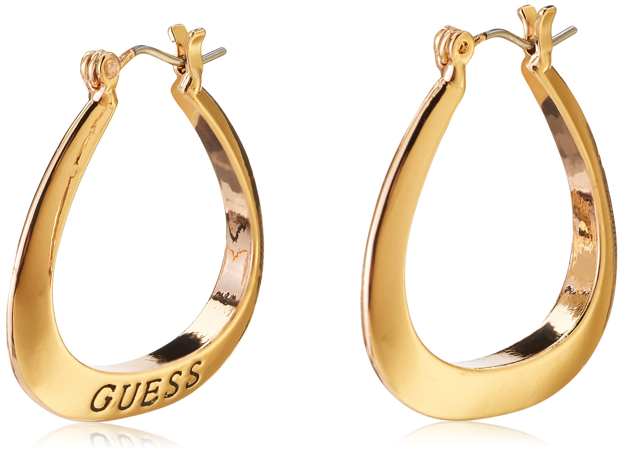 Foto 2 pulgar | Pendientes Guess Basic Gold Con Forma De Aro Ovalado Pequeño Con Logotipo - Venta Internacional