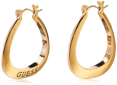 Foto 1 | Pendientes Guess Basic Gold Con Forma De Aro Ovalado Pequeño Con Logotipo - Venta Internacional