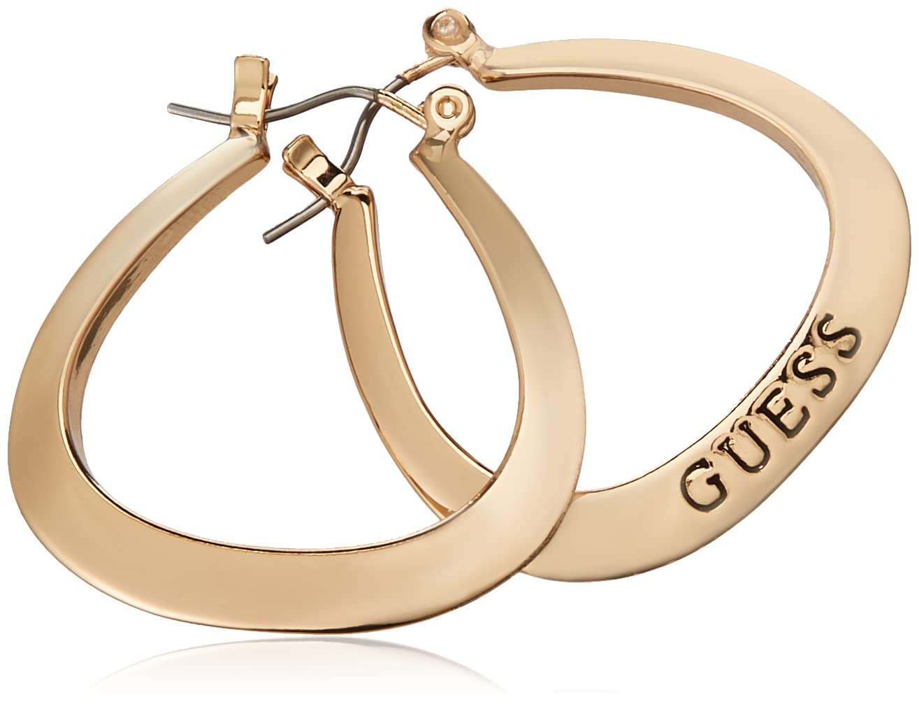 Foto 3 pulgar | Pendientes Guess Basic Gold Con Forma De Aro Ovalado Pequeño Con Logotipo - Venta Internacional