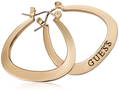 Foto 2 | Pendientes Guess Basic Gold Con Forma De Aro Ovalado Pequeño Con Logotipo - Venta Internacional