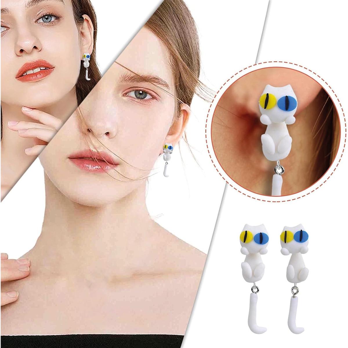 Foto 4 pulgar | Pendientes De Gatitos High Monaco  Mxnrr-004 4 Piezas Blanco
