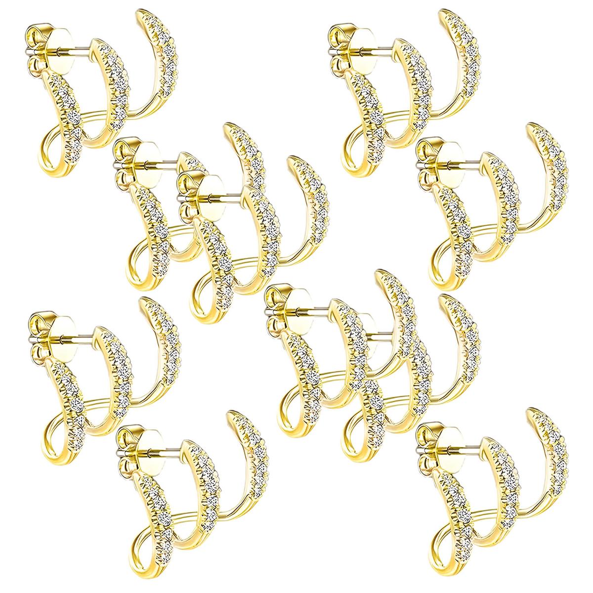 Pendientes De Curva Modernos Ventdepot Mxcuv-005 5 Piezas Oro