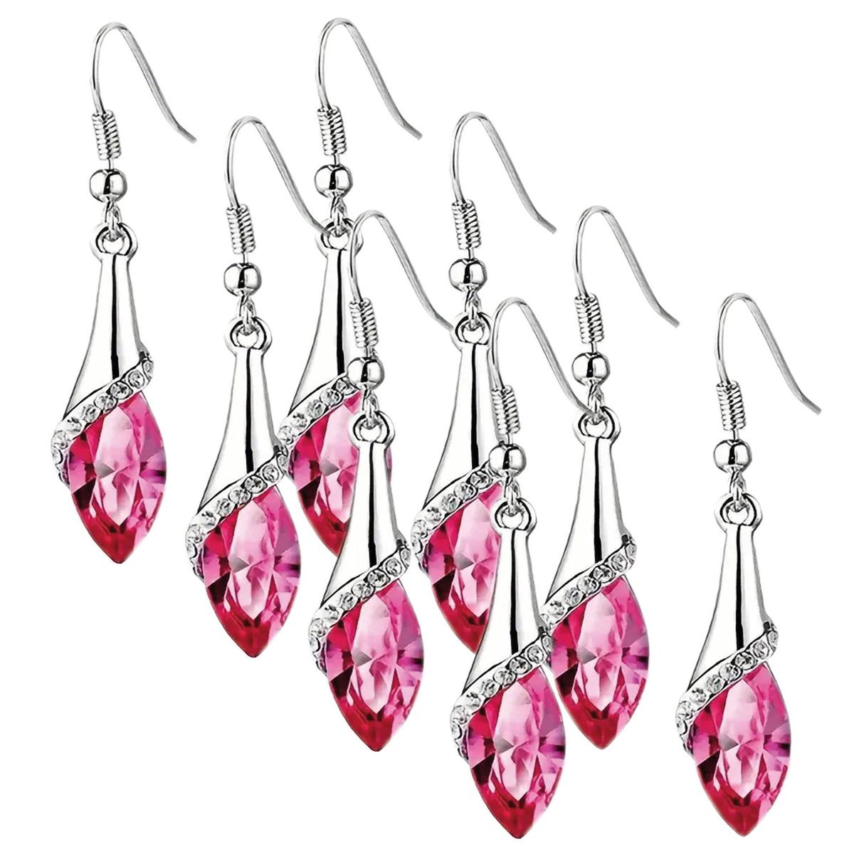 Pendientes Colgantes Brillantes Ventdepot Mxpoz-004 4 Piezas Plata