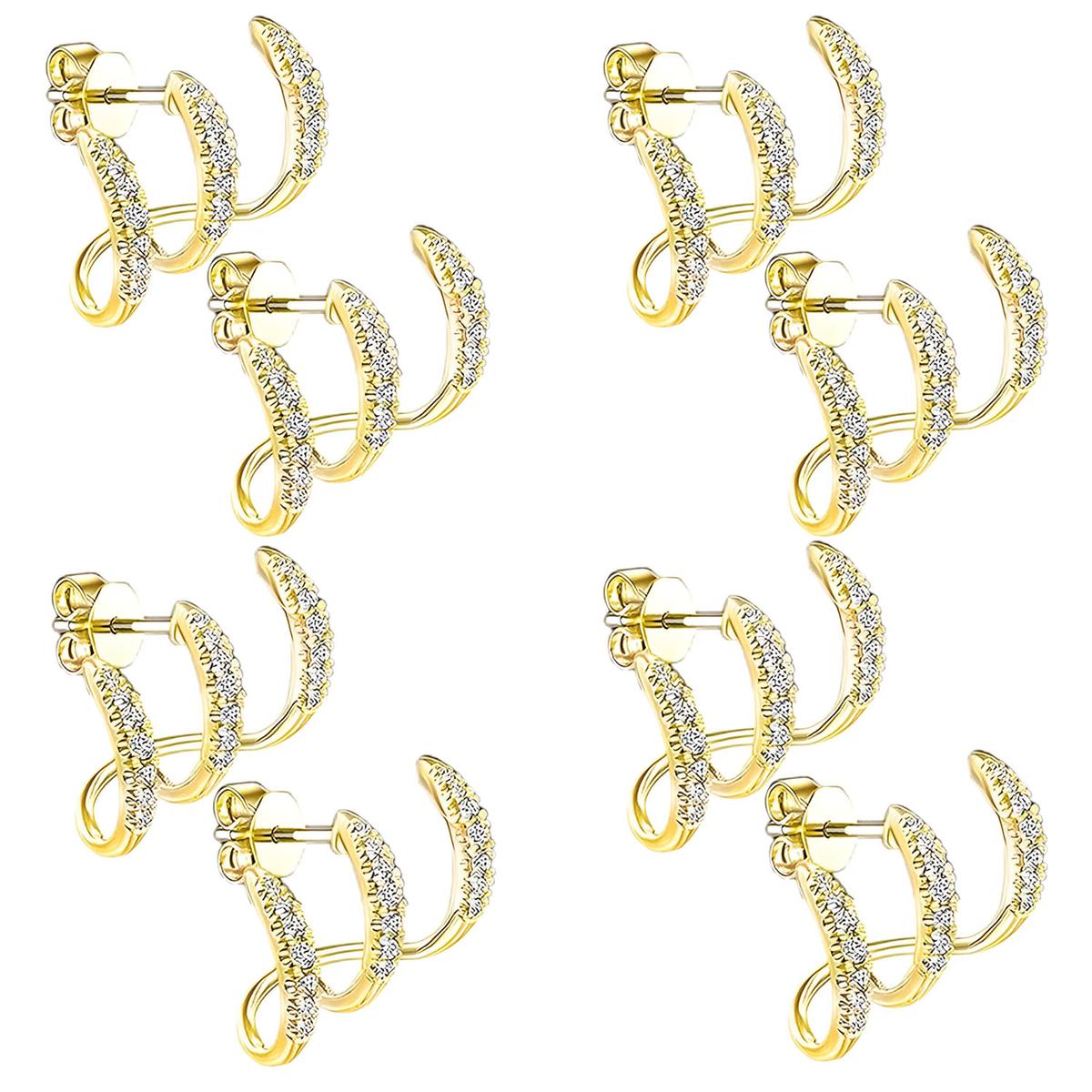 Tuercpendientes De Curva A Aretes Ventdepot Mxcuv-004 4 Piezas Oro