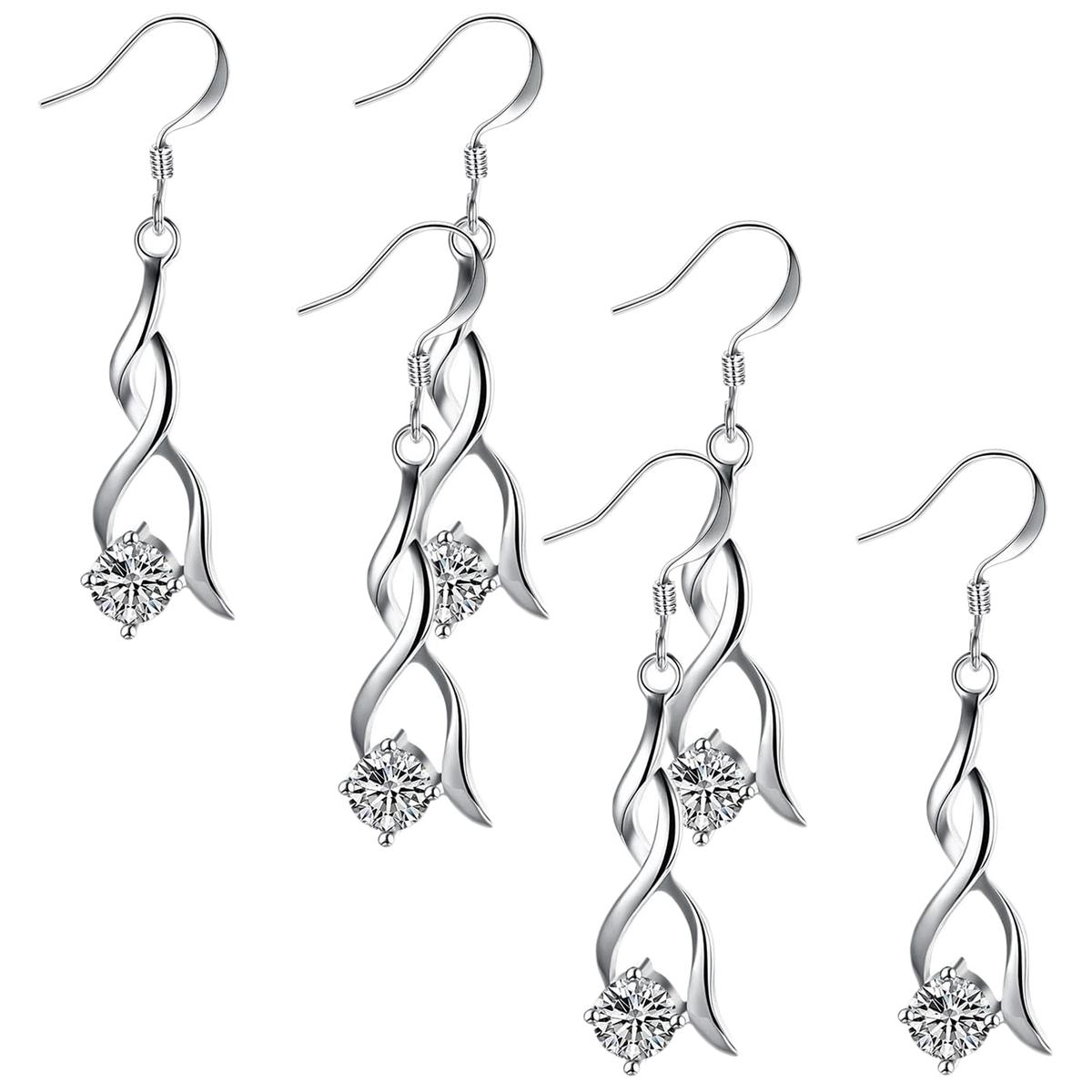 Aretes Con Diseño De Espiral Ventdepot Mxisp-003 3 Piezas Plata