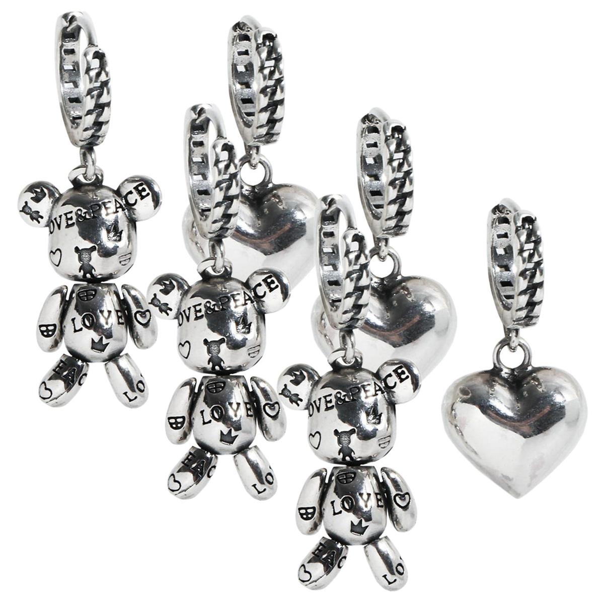 Aretes Con Osos Ventdepot Mxove-003 3 Piezas Plata