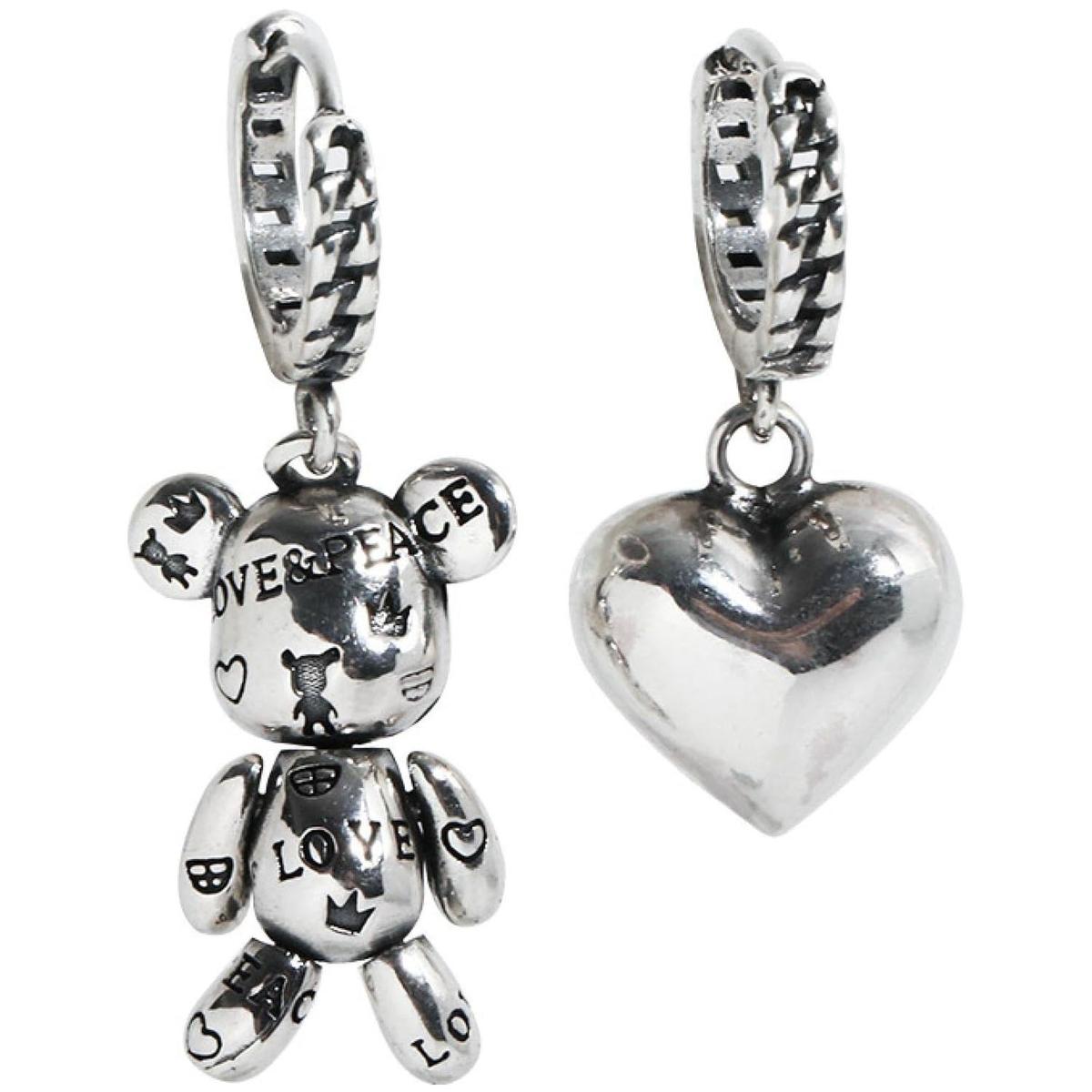 Foto 3 pulgar | Aretes De Oso Y Corazón Ventdepot Mxove-001 1 Pieza Plata