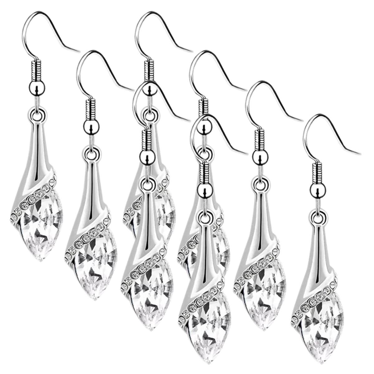 Pendientes De Gota De Agua Ventdepot Mxpzo-004 4 Piezas Plata