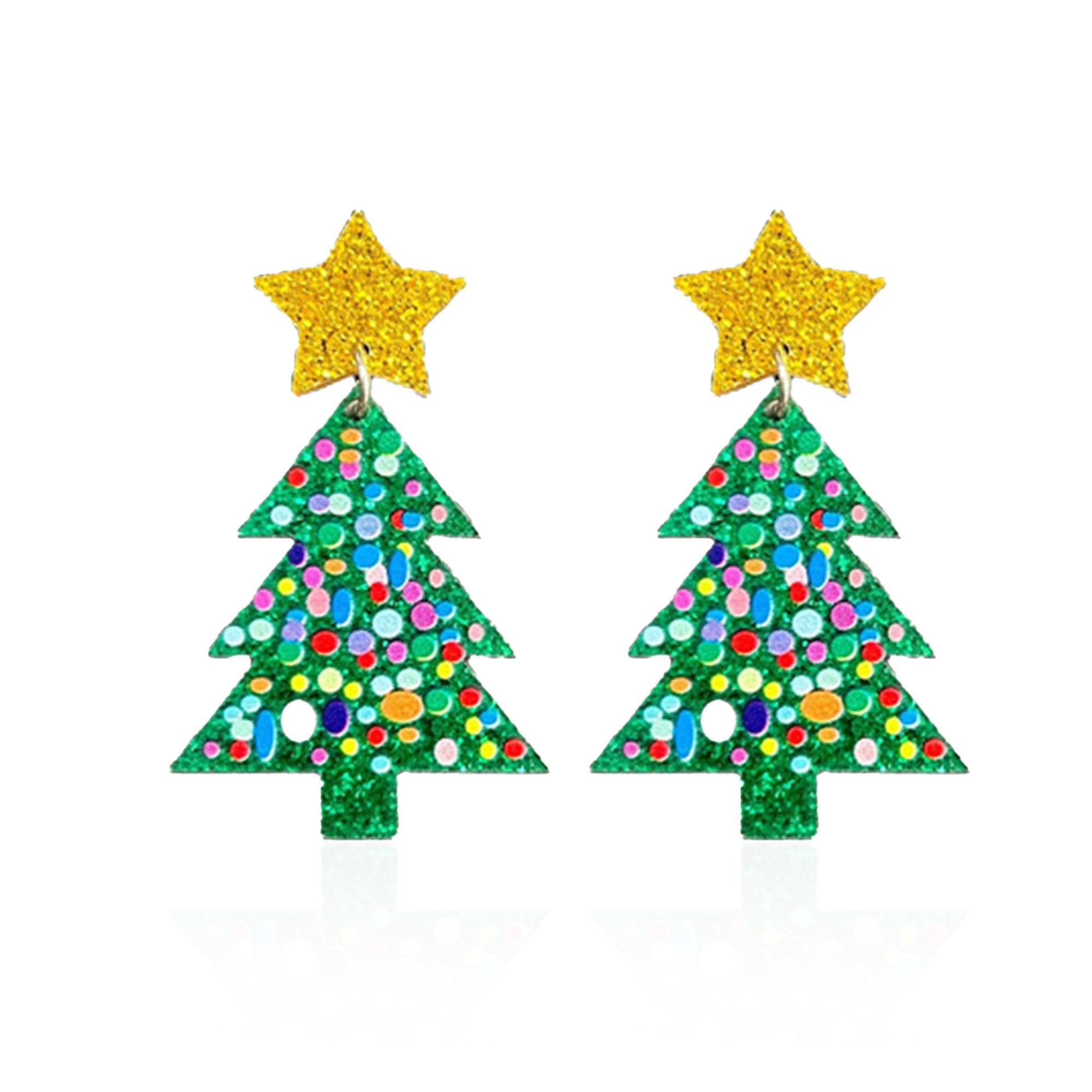 Foto 1 | Pendientes Acrílicos Con Forma De Árbol De Navidad Para Mujer - Venta Internacional.