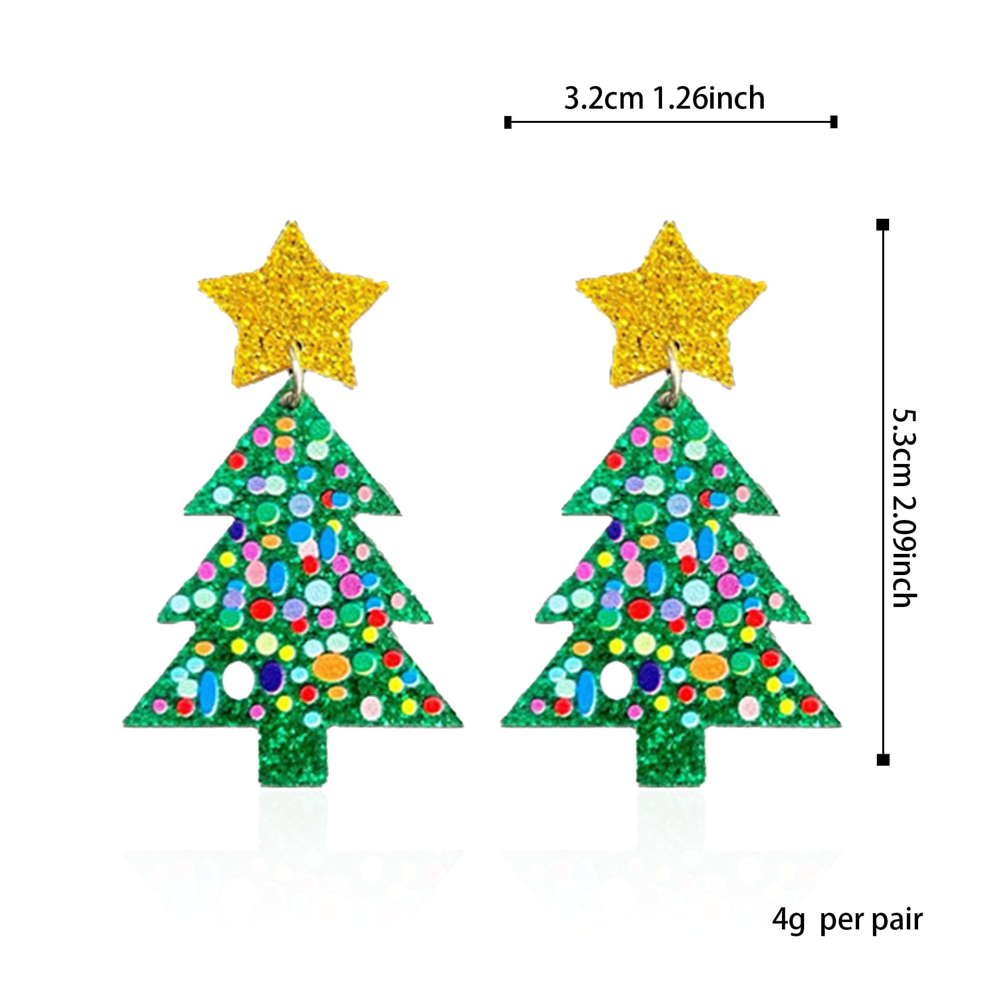 Foto 6 pulgar | Pendientes Acrílicos Con Forma De Árbol De Navidad Para Mujer - Venta Internacional.