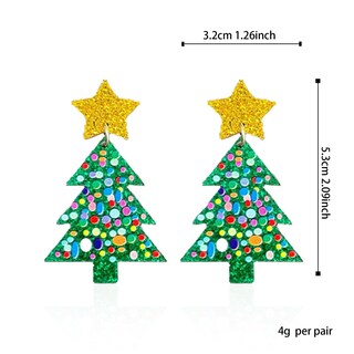 Foto 5 | Pendientes Acrílicos Con Forma De Árbol De Navidad Para Mujer - Venta Internacional.