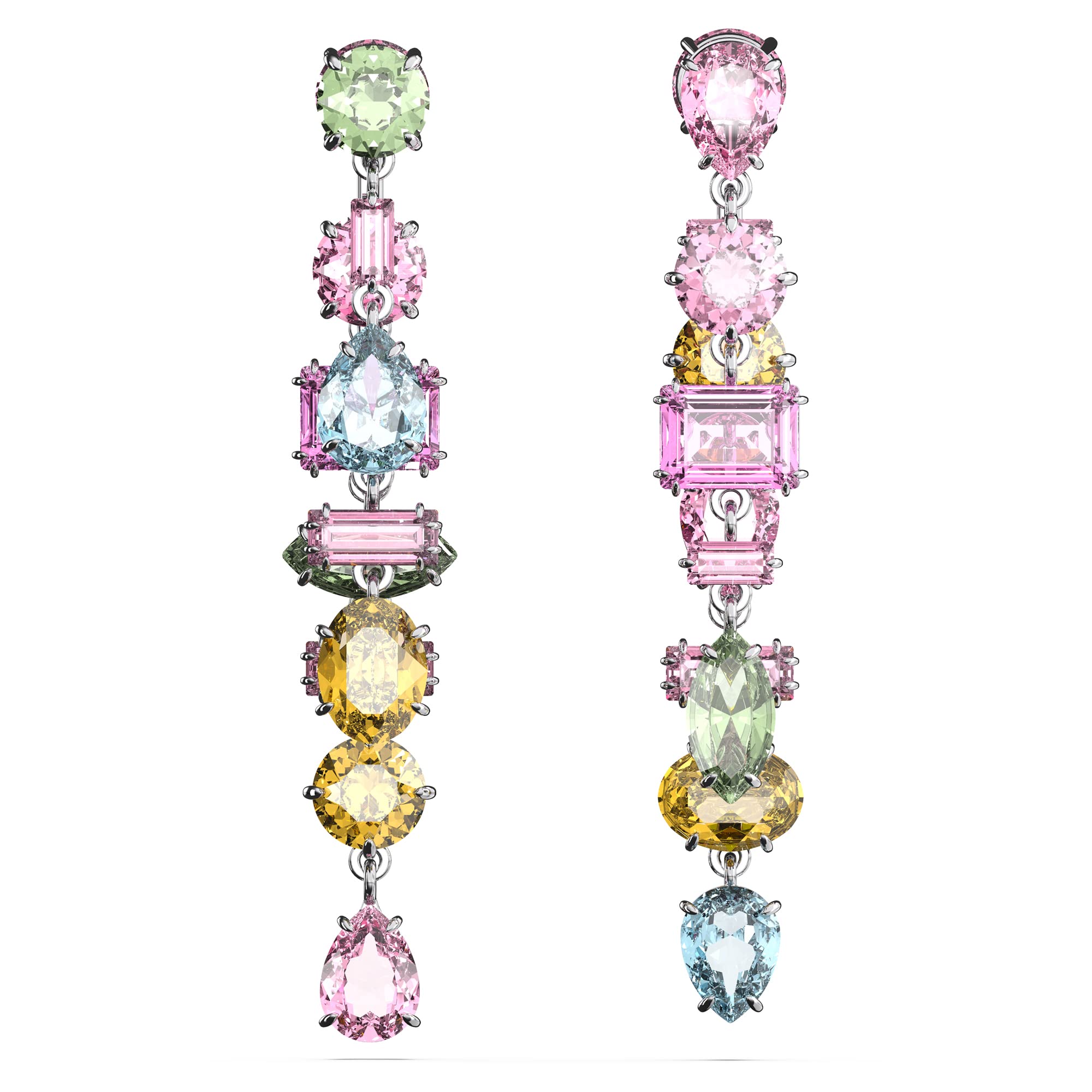 Foto 3 pulgar | Pendientes Swarovski Gema Drop Asimétricos Multicolores Rhodi - Venta Internacional.