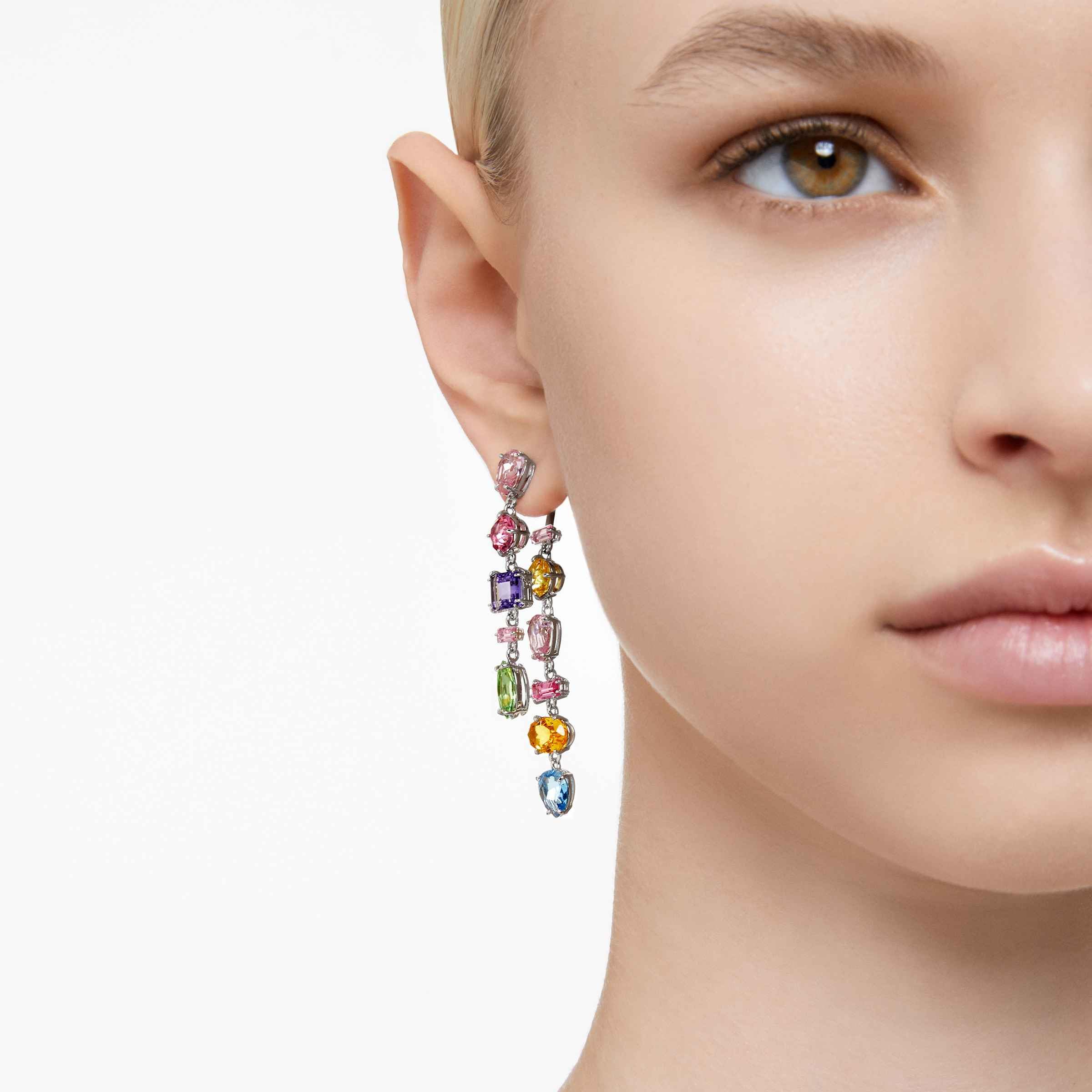 Foto 5 | Pendientes Swarovski Gema Drop Asimétricos Multicolores Rhodi - Venta Internacional.
