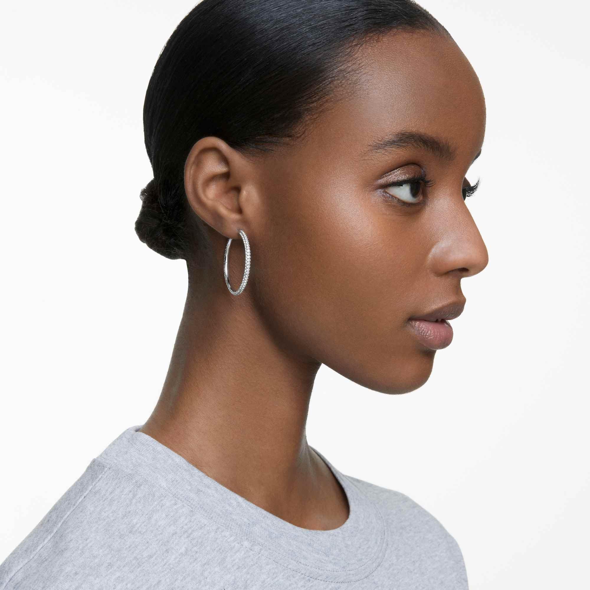 Foto 5 | Pendientes Swarovski Dextera Hoop Con Cristales Blancos Para Mujer - Venta Internacional.