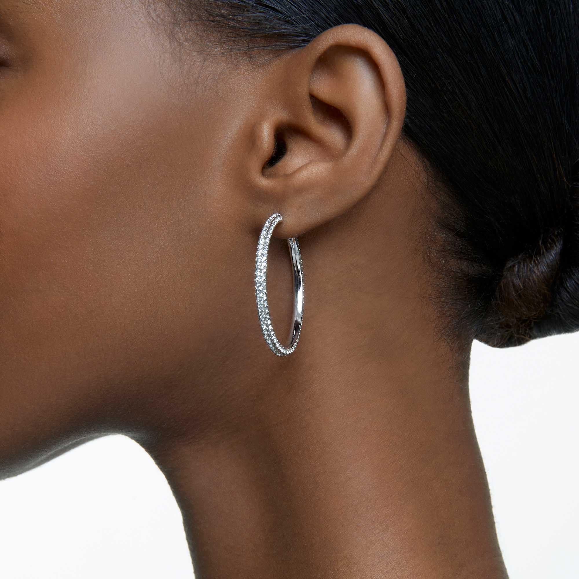 Foto 6 | Pendientes Swarovski Dextera Hoop Con Cristales Blancos Para Mujer - Venta Internacional.