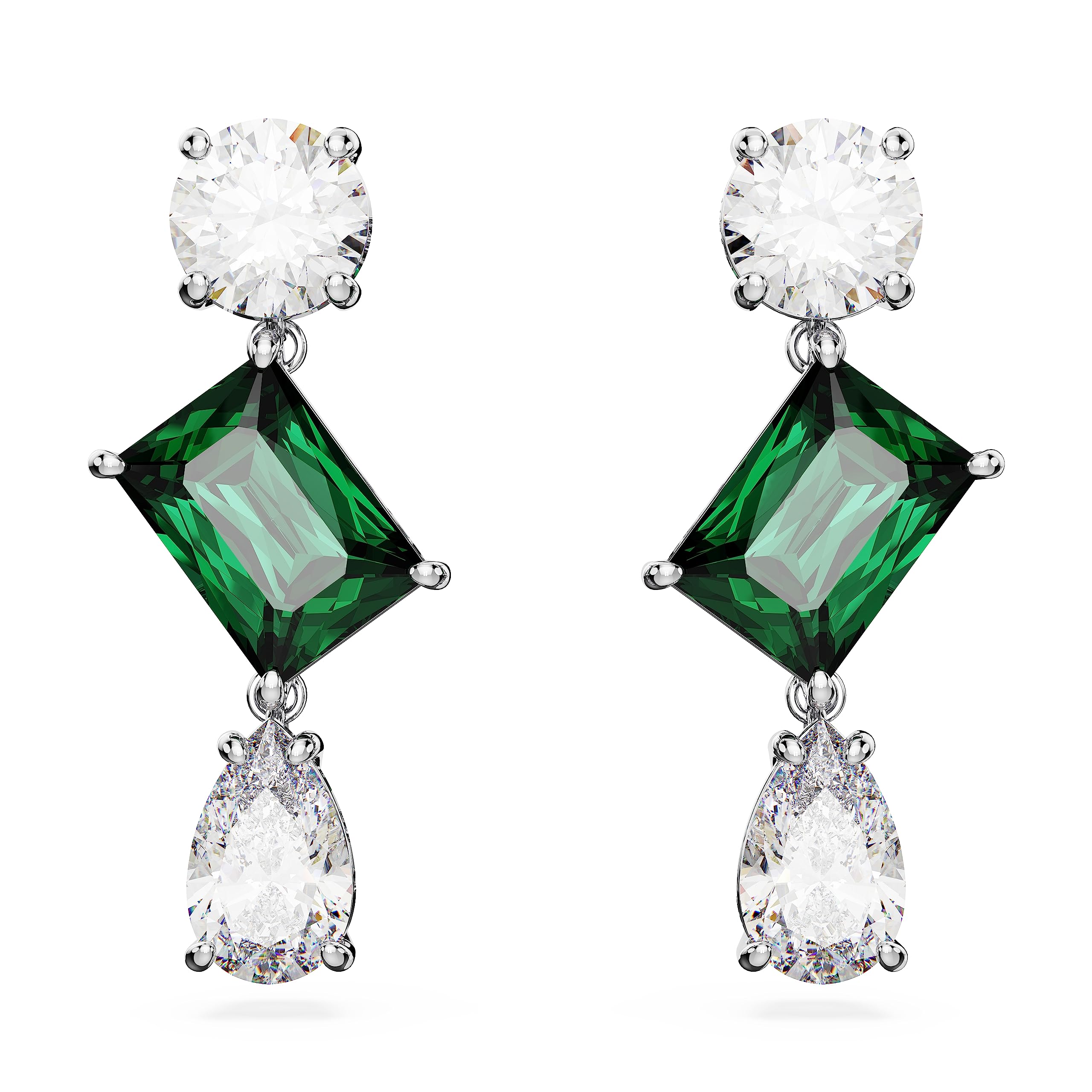 Pendientes Swarovski Mesmera Drop Green/clear Stones Rodio - Venta Internacional.