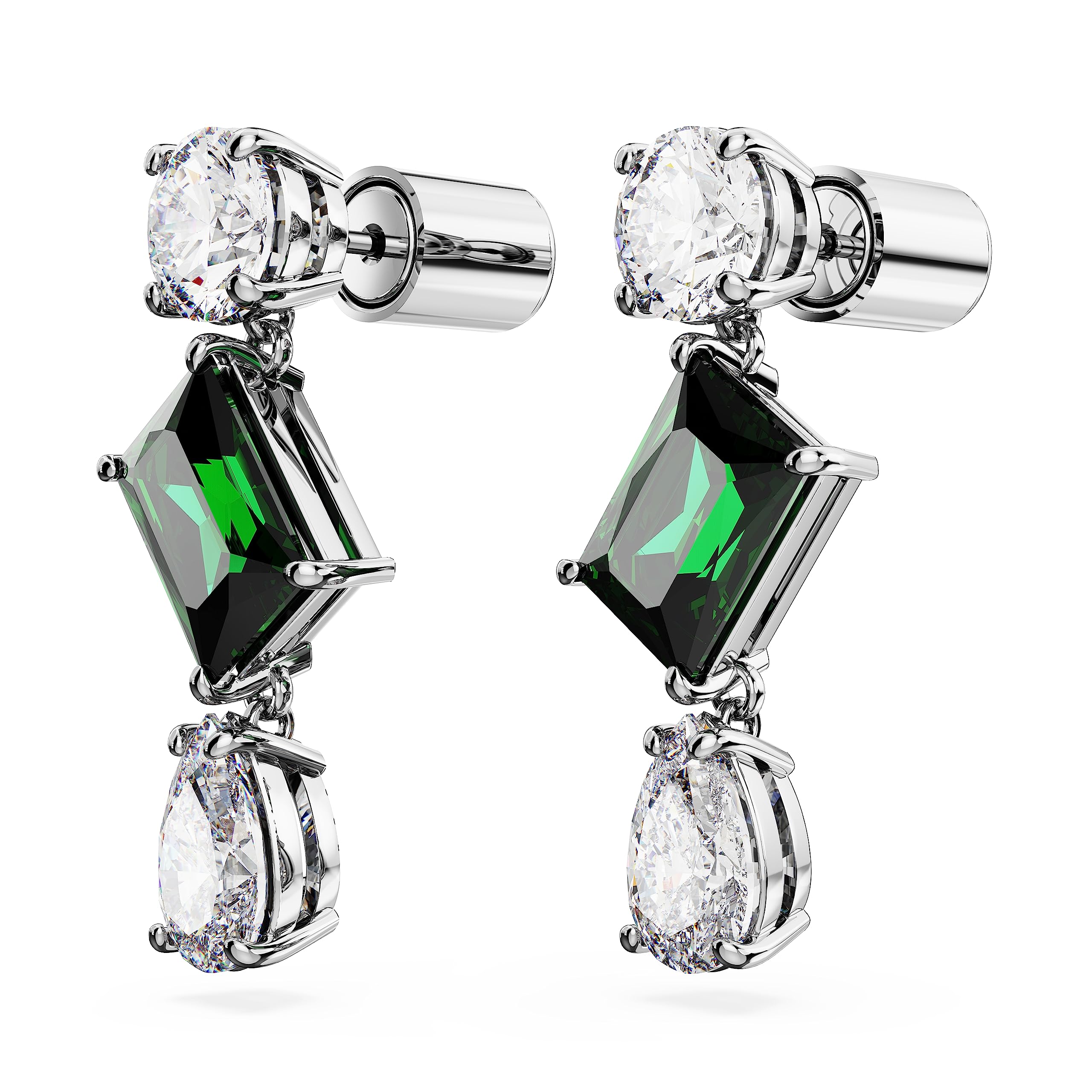 Foto 4 pulgar | Pendientes Swarovski Mesmera Drop Green/clear Stones Rodio - Venta Internacional.