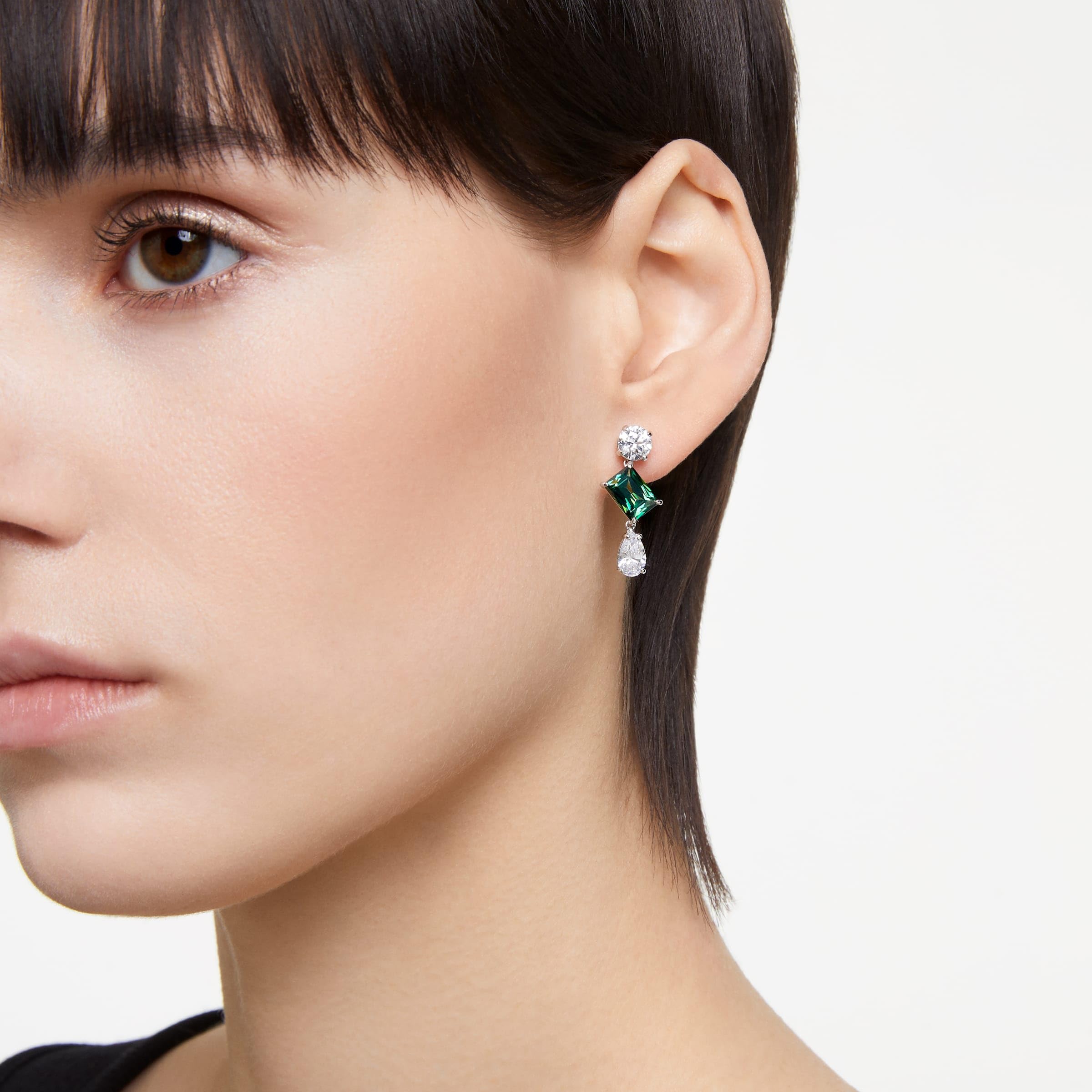 Foto 6 pulgar | Pendientes Swarovski Mesmera Drop Green/clear Stones Rodio - Venta Internacional.