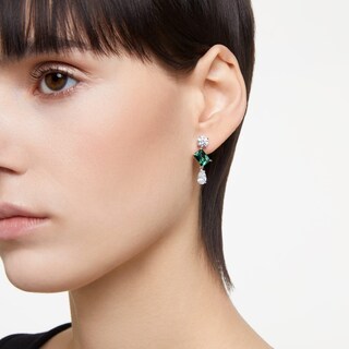 Foto 5 | Pendientes Swarovski Mesmera Drop Green/clear Stones Rodio - Venta Internacional.