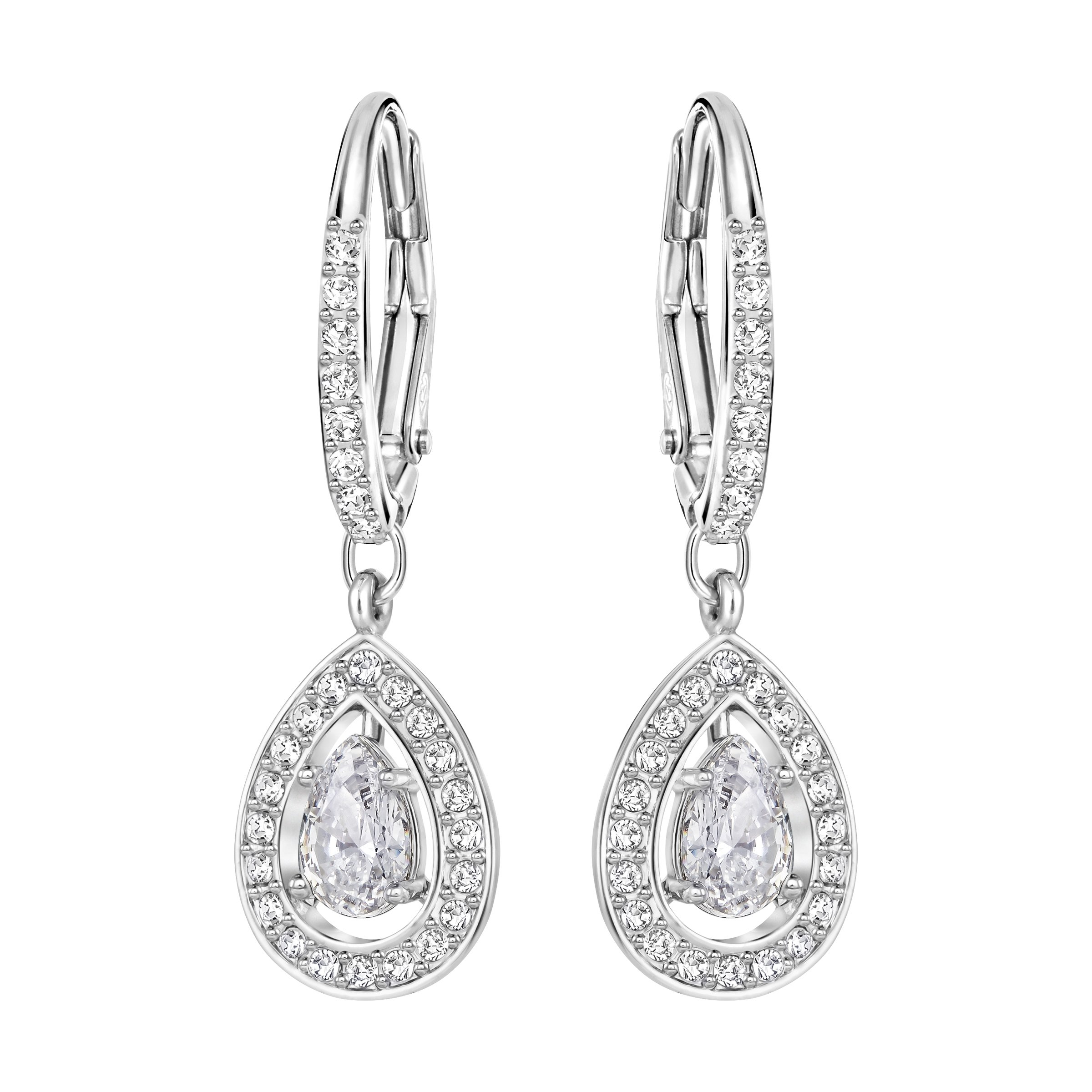 Pendientes Swarovski Una Angelic Drop Con Cristal Transparente Pavé - Venta Internacional.