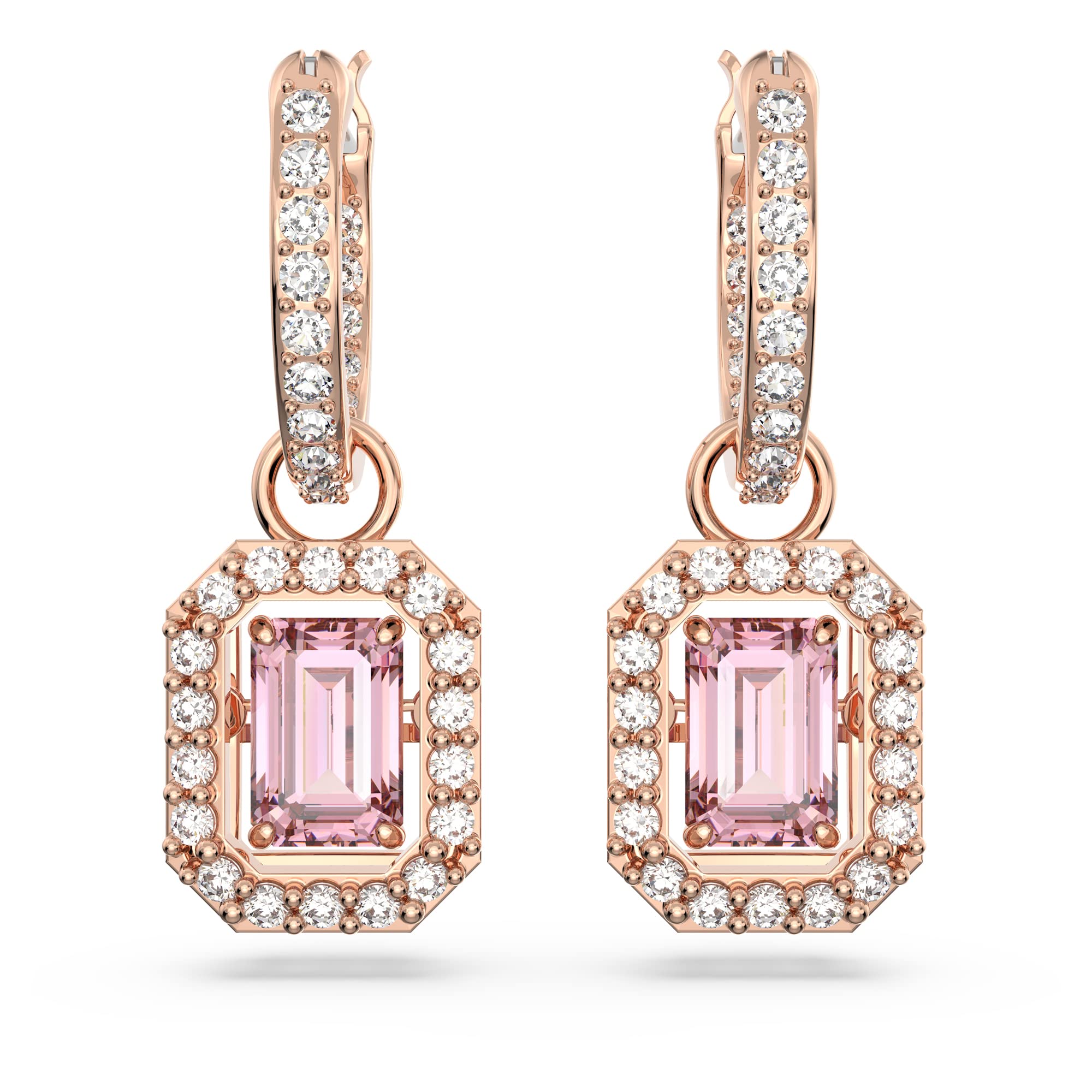 Foto 3 pulgar | Pendientes Swarovski Una Drop De Cristal Rosa Tallado En Octágono - Venta Internacional.