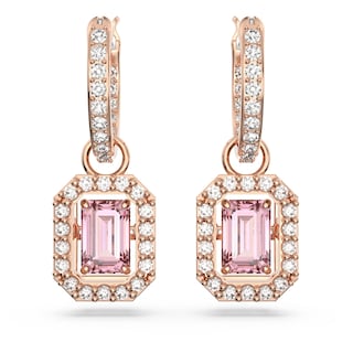 Foto 2 | Pendientes Swarovski Una Drop De Cristal Rosa Tallado En Octágono - Venta Internacional.