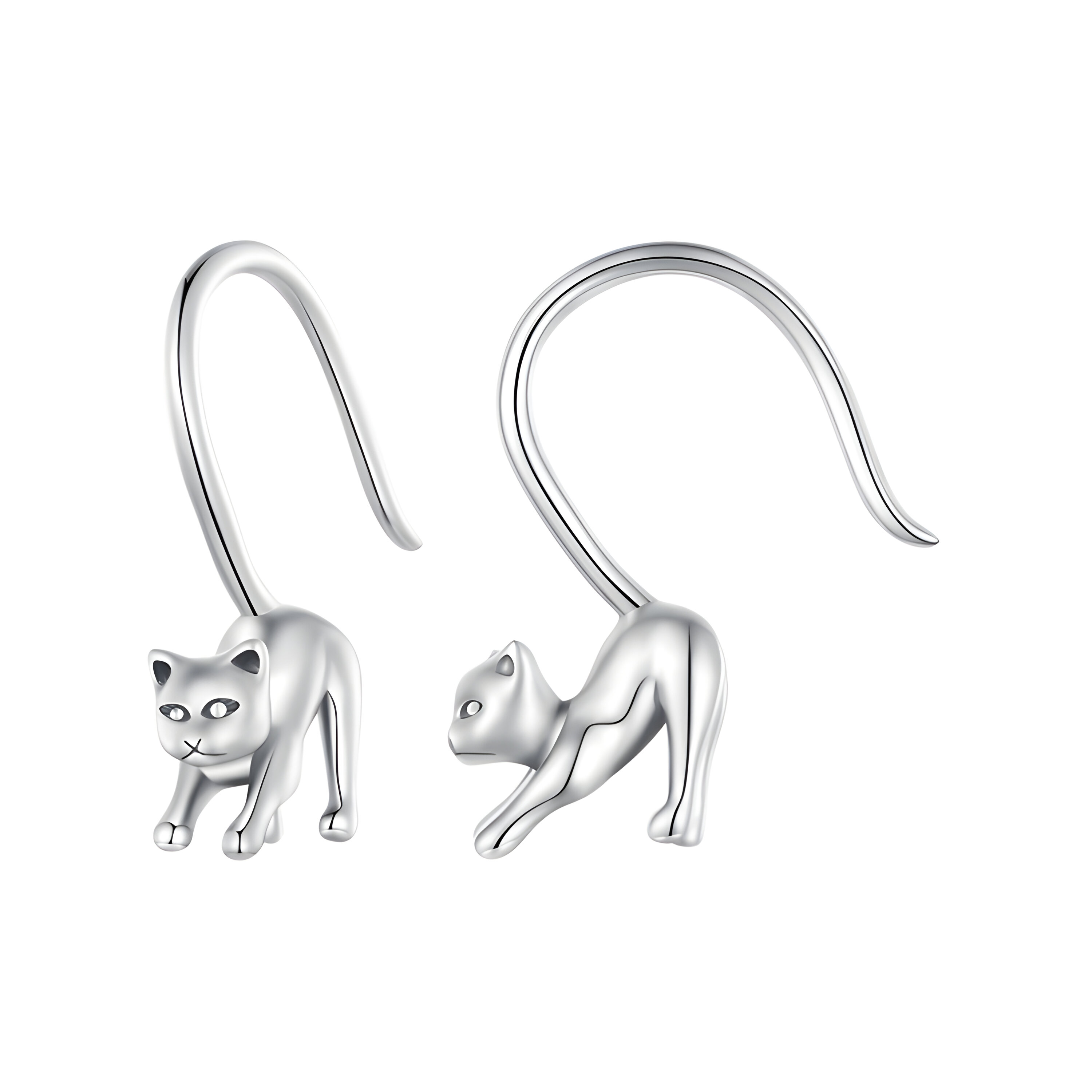 Foto 2 pulgar | Aretes Cortos De Gato Miow Kiki De Plata P.925