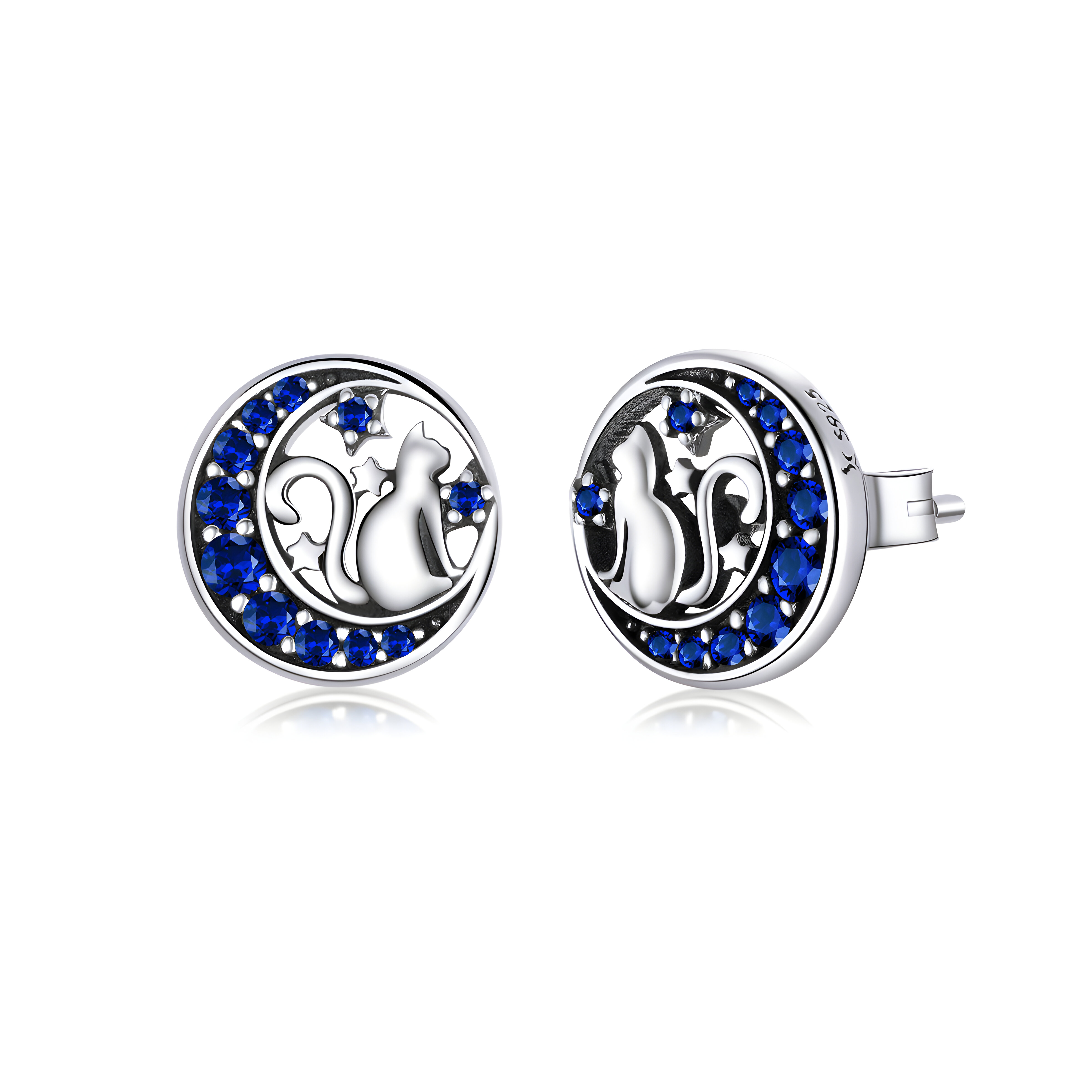 Broqueles De Gato Miow Kiki De Plata P.925 Zirconia