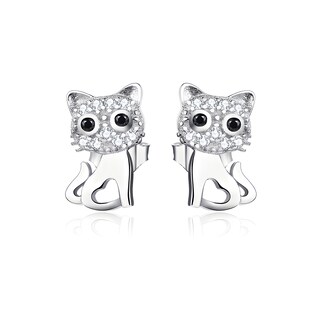 Foto 1 | Broqueles De Gato Miow Kiki Season De Platino P 925 Zirconia