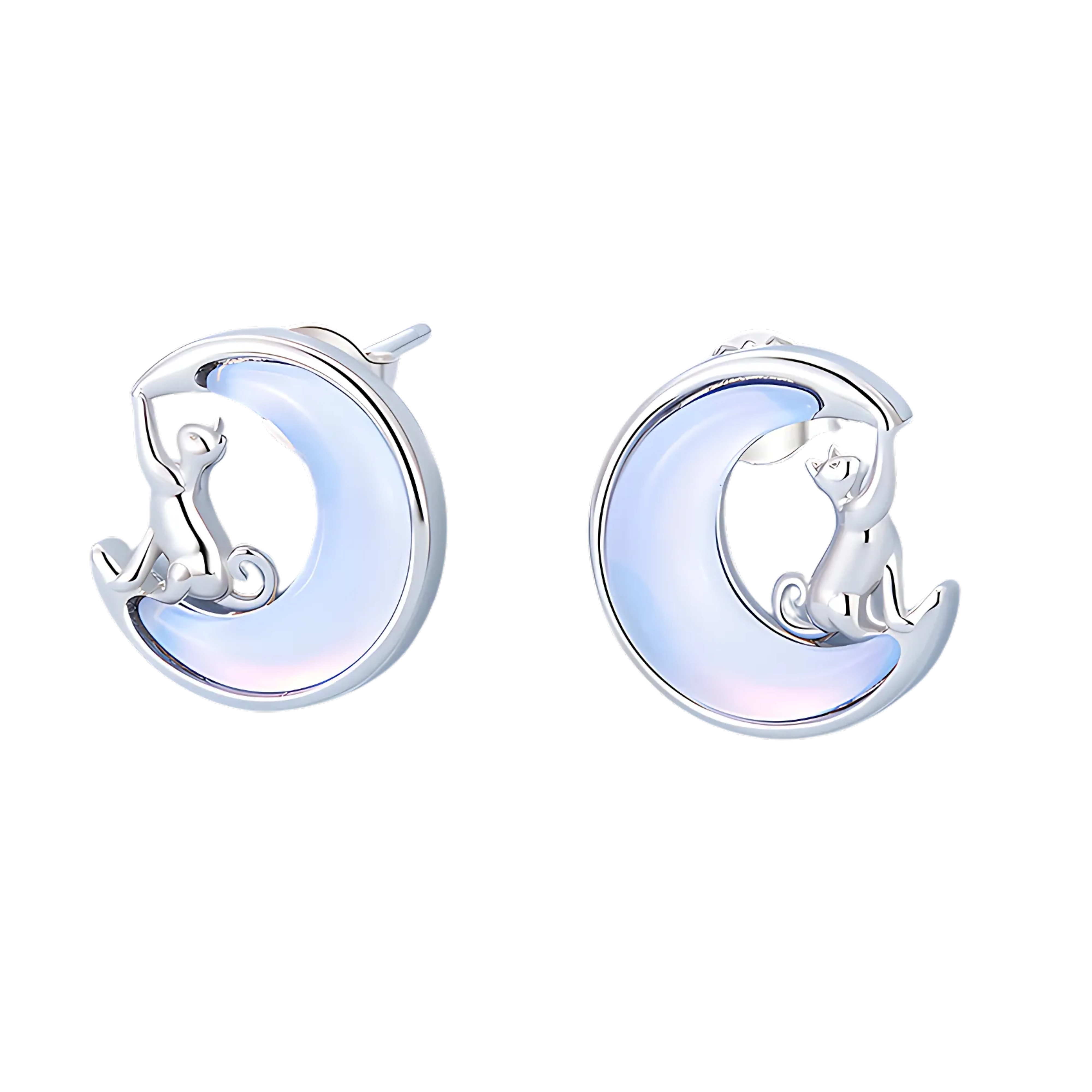 Foto 4 pulgar | Broqueles De Gato Miow Kiki De Plata P.925 Cristal