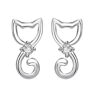 Foto 1 | Broqueles De Gato Miow Kiki Collection De Plata P 925 Con Acabado Baño Rodio Zirconia