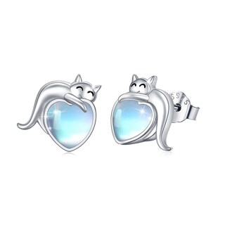 Foto 1 | Aretes Miow Cat Moonstone Plata .925