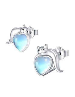 Foto 3 | Aretes Miow Cat Moonstone Plata .925