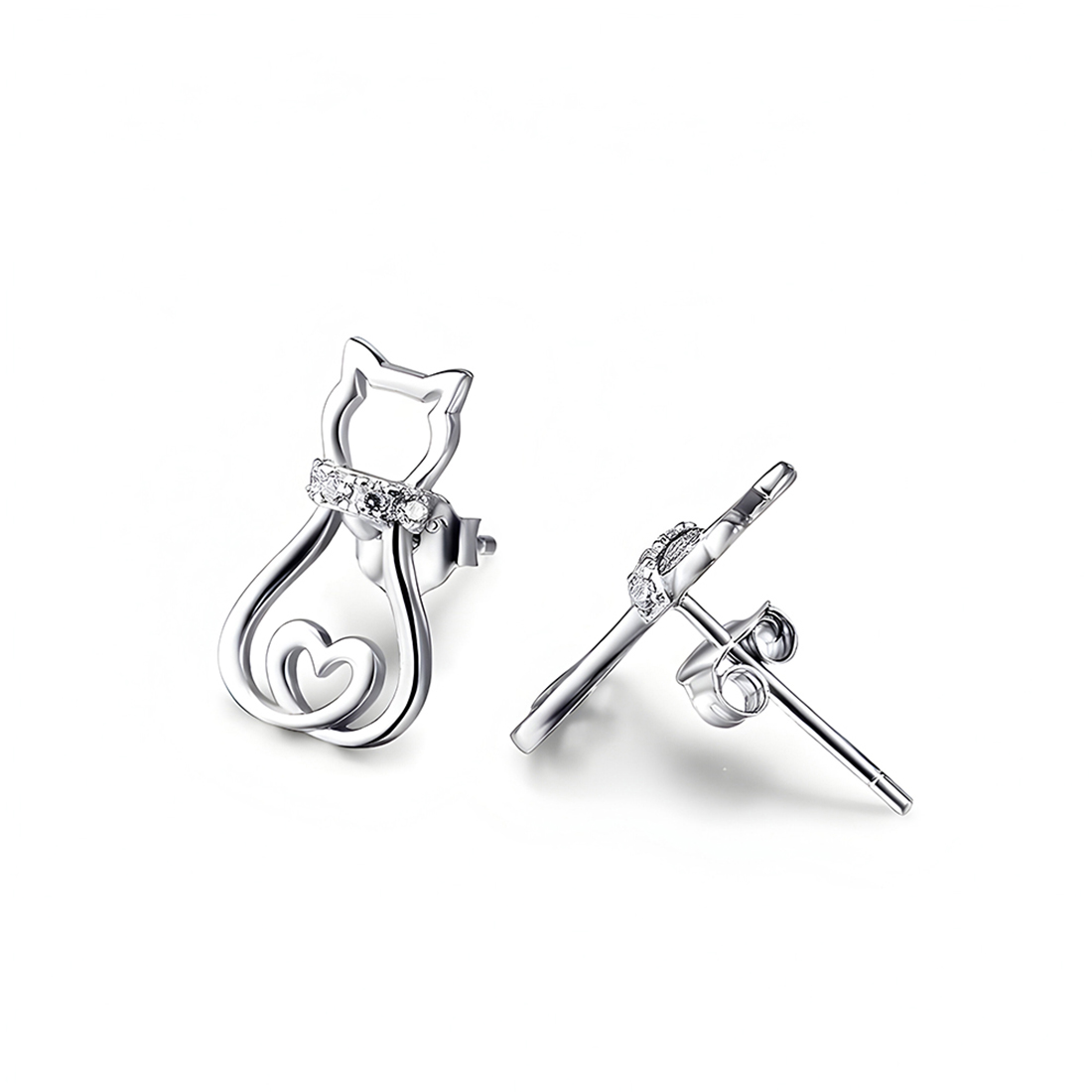 Foto 2 pulgar | Aretes Miow Sitting Cat Plata .925