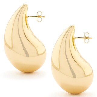 Foto 3 | Aretes De Gota Grandes Lisos The Golden Store Chapa De Oro De 18k