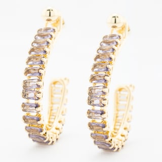 Foto 1 | Arete Largo En Forma Ovalada En Tono Morado The Golden Store Chapa De Oro 18k