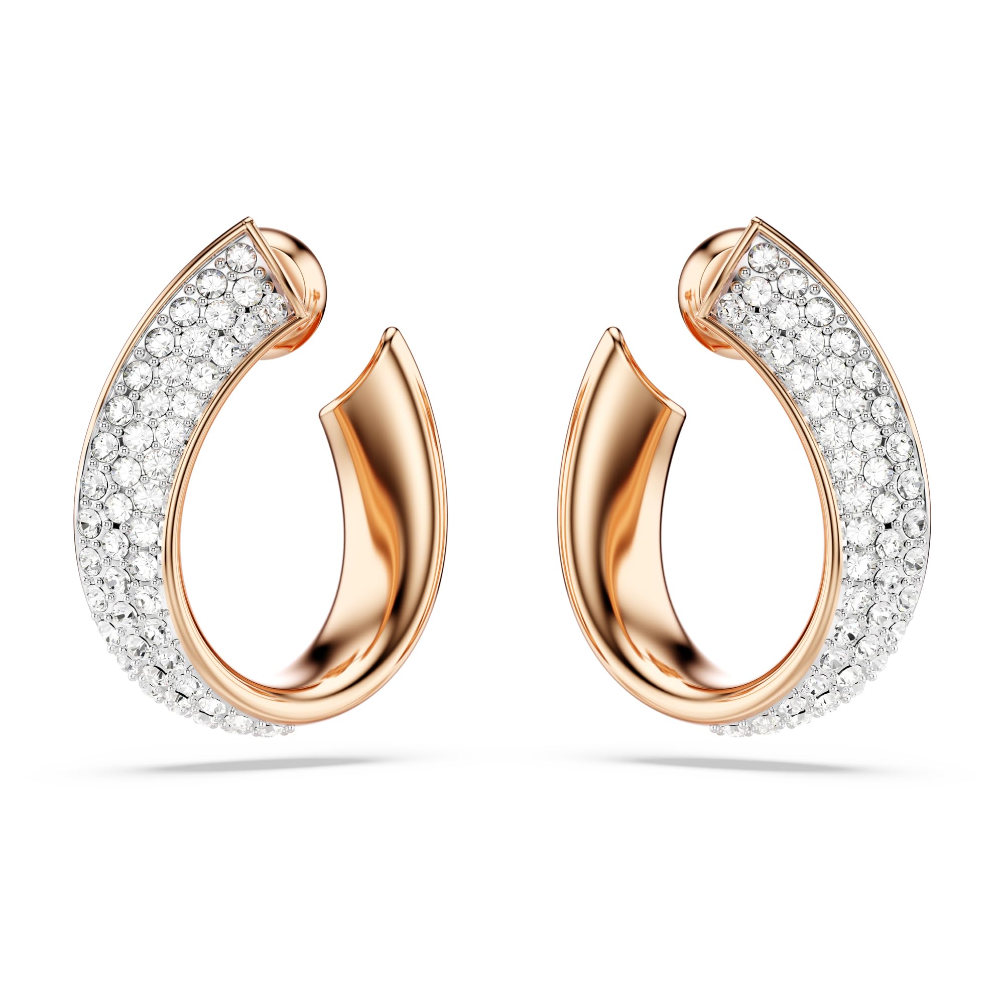 Pendientes Tipo Argolla Swarovski Exist Pequeños Con Acabado En Tono Oro Blanco - Venta Internacional.