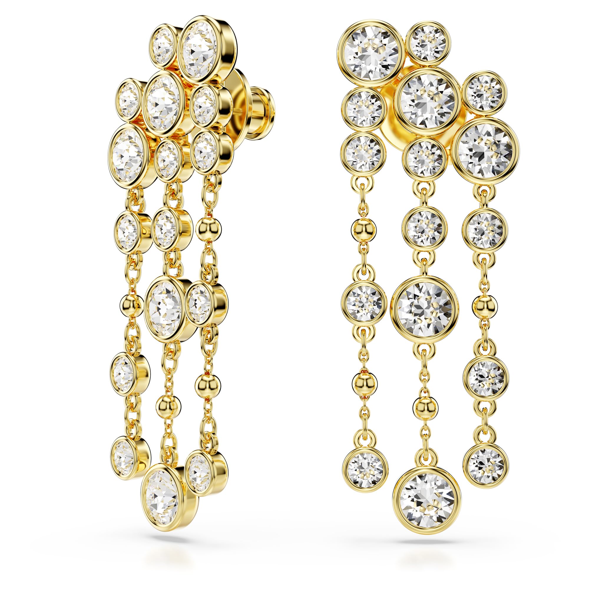 Foto 2 | Pendientes Tipo Candelabro Swarovski Imber Con Cristales Transparentes En Tono Dorado - Venta Internacional.