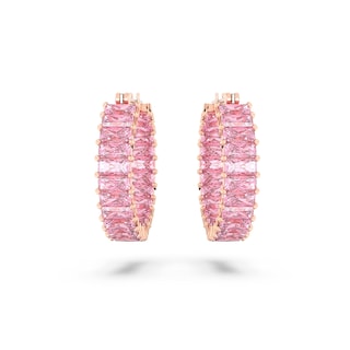 Foto 2 | Pendientes De Aro Swarovski Matrix Con Cristales Rosas En Oro Rosa - Venta Internacional.