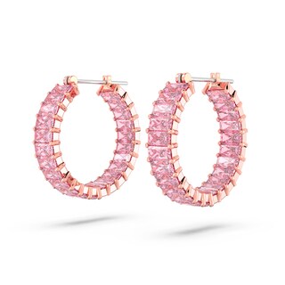 Foto 3 | Pendientes De Aro Swarovski Matrix Con Cristales Rosas En Oro Rosa - Venta Internacional.